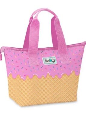SWIG Kids Pink Ice Cream Cone Tote - Insulated Snack Bag